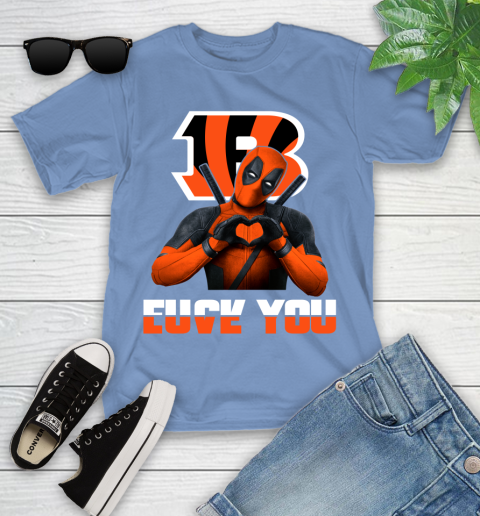 NHL Cincinnati Bengals Deadpool Love You Fuck You Football Sports Youth T-Shirt 15