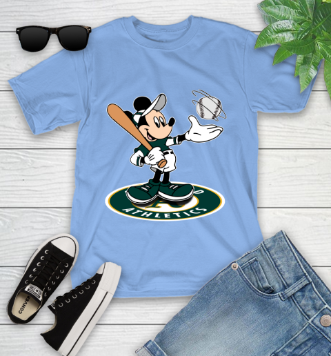 MLB Baseball Oakland Athletics Cheerful Mickey Disney Shirt Youth T-Shirt 11