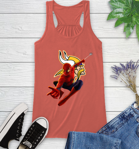 NFL Spider Man Avengers Endgame Football Minnesota Vikings Racerback Tank 4
