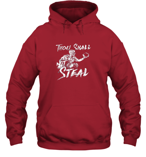 vvqv thou shall not steal baseball catcher hoodie 23 front red