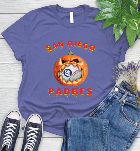MLB San Diego Padres Halloween Pumpkin Baseball Sports Women's T-Shirt 11