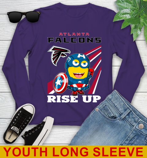 NFL Football Atlanta Falcons Captain America Marvel Avengers Minion Shirt Youth Long Sleeve 4
