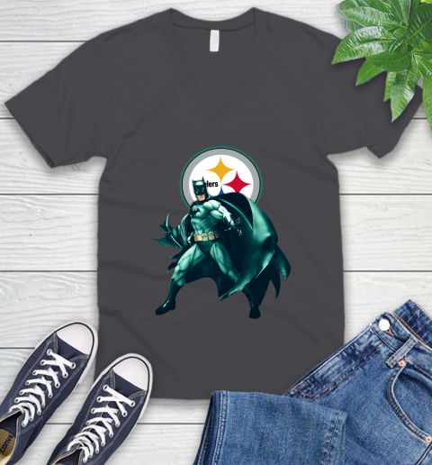 NFL Batman Football Sports Pittsburgh Steelers V-Neck T-Shirt 5