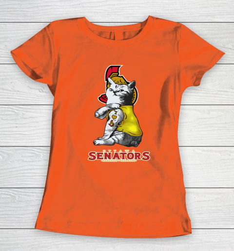 NHL My Cat Loves Ottawa Senators Hockey Women's T-Shirt 3