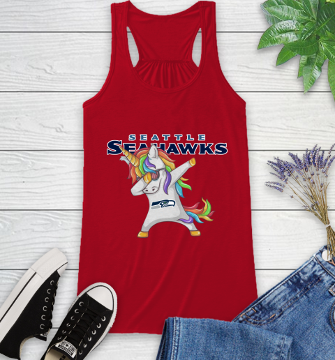 Seattle Seahawks NFL Football Funny Unicorn Dabbing Sports Racerback Tank 6