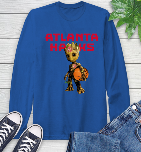 Atlanta Hawks NBA Basketball Groot Marvel Guardians Of The Galaxy Long Sleeve T-Shirt 9