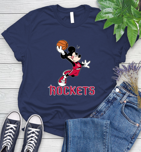 NBA Basketball Houston Rockets Cheerful Mickey Mouse Shirt Women s T Shirt Tee For Sports