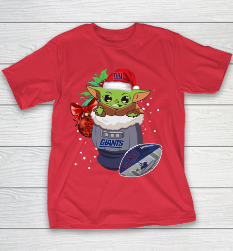 New York Giants Christmas Baby Yoda Star Wars Funny Happy NFL Youth T-Shirt 9