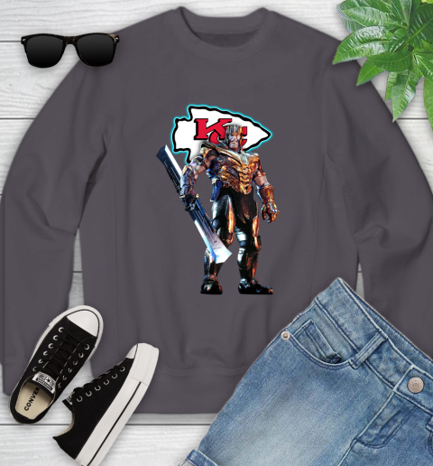 NFL Thanos Gauntlet Avengers Endgame Football Kansas City Chiefs Youth Sweatshirt 6