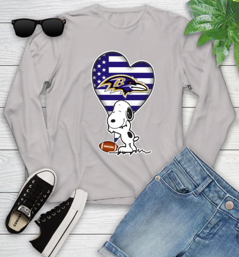 Baltimore Ravens NFL Football The Peanuts Movie Adorable Snoopy Youth Long Sleeve 12