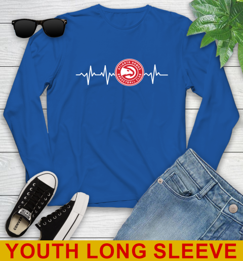 Atlanta Hawks NBA Basketball Heart Beat Shirt Youth Long Sleeve 10