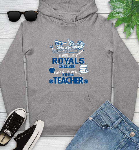 Kansas City Royals MLB I'm A Difference Making Student Caring Baseball Loving Kinda Teacher Youth Hoodie 6