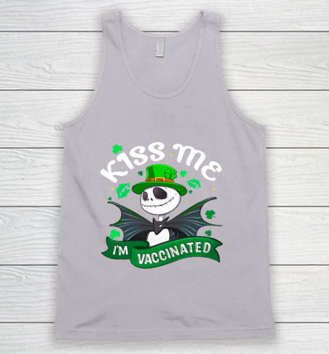 Kiss Me I'm Vaccinated Patrick's Day Jack Skellington Tank Top 3
