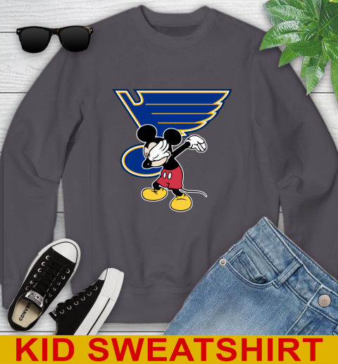 St.Louis Blues NHL Hockey Dabbing Mickey Disney Sports Youth Sweatshirt 6