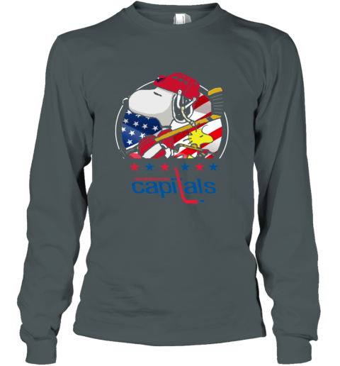 oxu1 washington capitals snoopy and woodstock nhl long sleeve tee 14 front dark heather