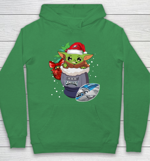 Philadelphia Eagles Christmas Baby Yoda Star Wars Funny Happy NFL Hoodie 8
