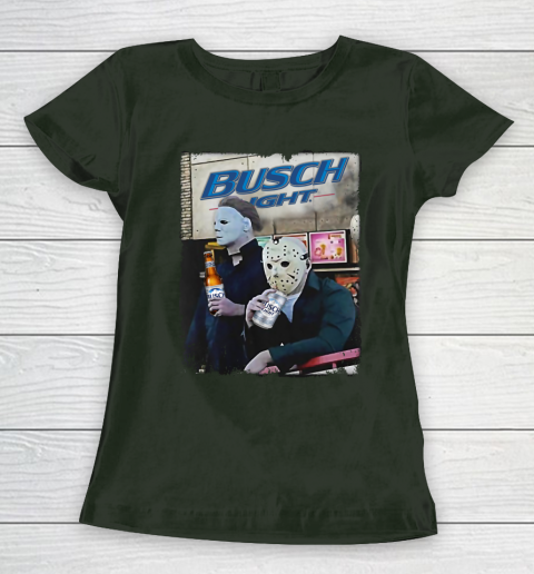 Michael Myers And Jason Voorhees Busch Light Halloween Women's T-Shirt 4
