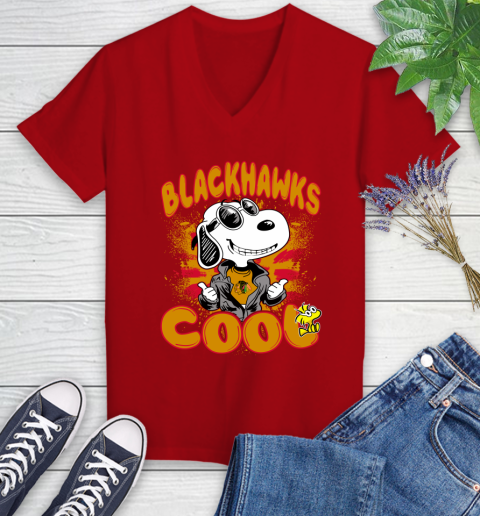 NHL Hockey Chicago Blackhawks Cool Snoopy Shirt Women's V-Neck T-Shirt 8