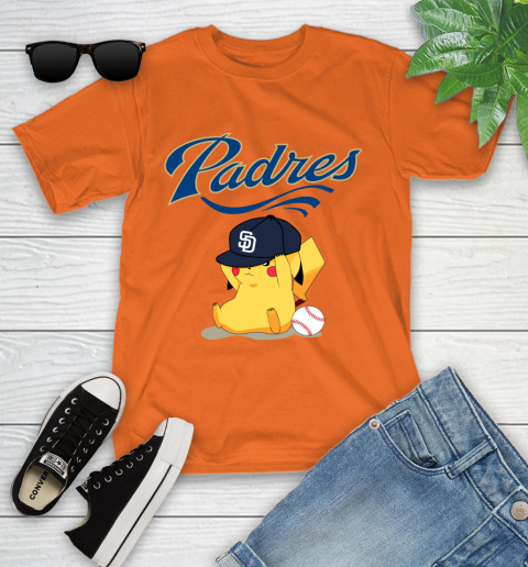 MLB Pikachu Baseball Sports San Diego Padres Youth T-Shirt 7