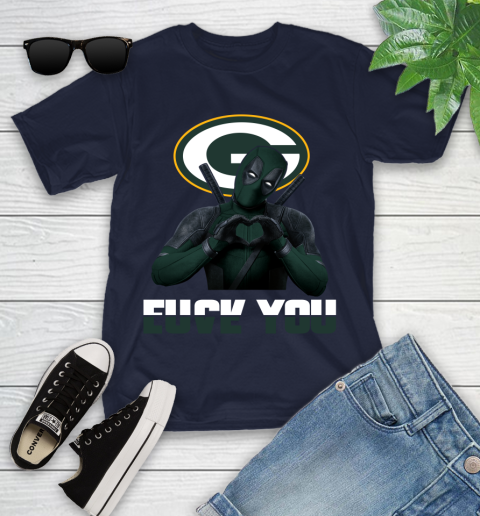 NHL Green Bay Packers Deadpool Love You Fuck You Football Sports Youth T-Shirt 2