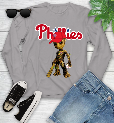 MLB Philadelphia Phillies Groot Guardians Of The Galaxy Baseball Youth Long Sleeve 5