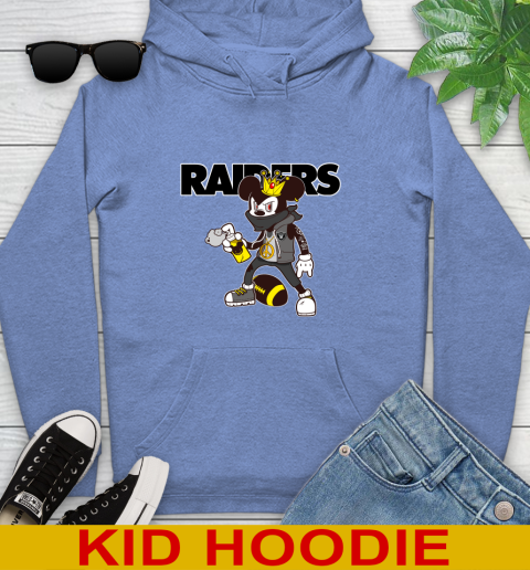 Oakland Raiders NFL Football Mickey Peace Sign Sports Youth Hoodie 12