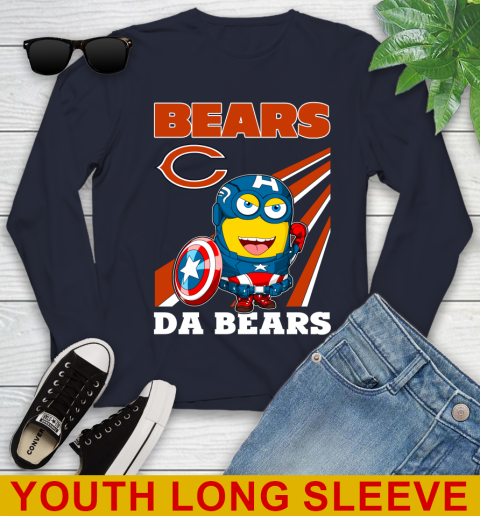 NFL Football Chicago Bears Captain America Marvel Avengers Minion Shirt Youth Long Sleeve 2