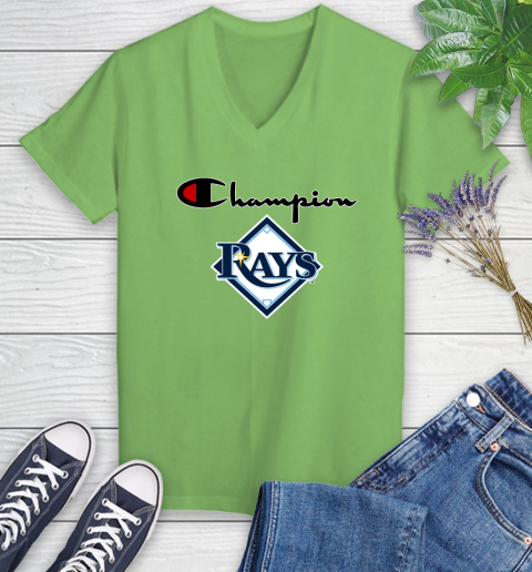MLB Baseball Tampa Bay Rays Champion Shirt Women's V-Neck T-Shirt 7