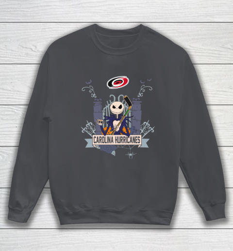NHL Carolina Hurricanes Hockey Jack Skellington Halloween Sweatshirt 4