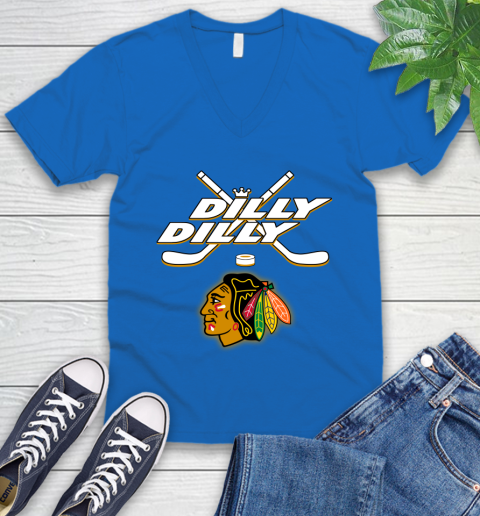 NHL Chicago Blackhawks Dilly Dilly Hockey Sports V-Neck T-Shirt 6