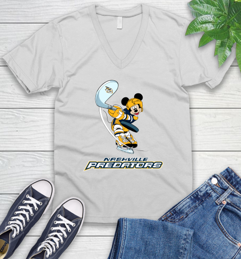 NHL Hockey Nashville Predators Cheerful Mickey Mouse Shirt V-Neck T-Shirt 3 NHL Hockey Nashville Predators Cheerful Mickey Mouse Shirt V-Neck T-Shirt - Image 3