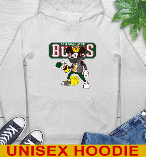 Milwaukee Bucks NBA Basketball Mickey Peace Sign Sports Hoodie