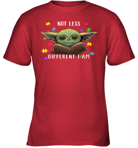 ngxv not less different i am baby yoda autism awareness shirts youth t shirt 26 front red