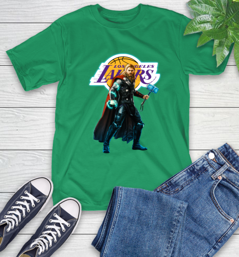 NBA Thor Avengers Endgame Basketball Los Angeles Lakers T-Shirt 7