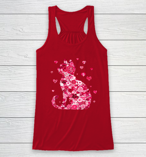 Funny Girls Cat Valentines Day Happy Meowentine's Day Racerback Tank 3