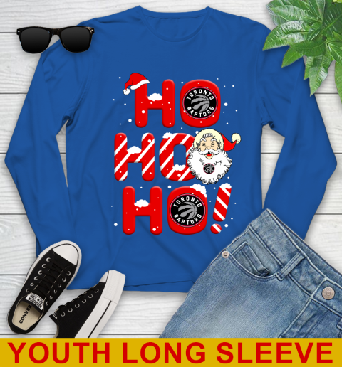 Toronto Raptors NBA Basketball Ho Ho Ho Santa Claus Merry Christmas Shirt Youth Long Sleeve 10