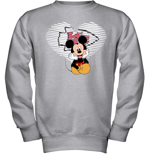 NFL Kansas City Chiefs The Heart Mickey Mouse Disney Football T Shirt 944TF1ZmE97 youth sweatshirt 47 95 151514 front sport grey