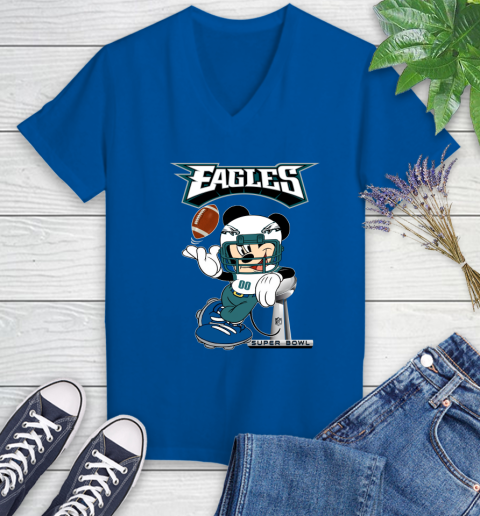 NFL Philadelphia Eagles Mickey Mouse Disney Super Bowl Football T Shirt Women's V-Neck T-Shirt 10