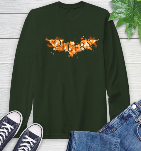 NHL Edmonton Oilers Batman Logo DC Hockey Sports Shirts Long Sleeve T-Shirt 7