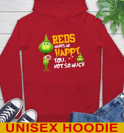 MLB Cincinnati Reds Makes Me Happy You Not So Much Grinch Baseball Sports Hoodie 10
