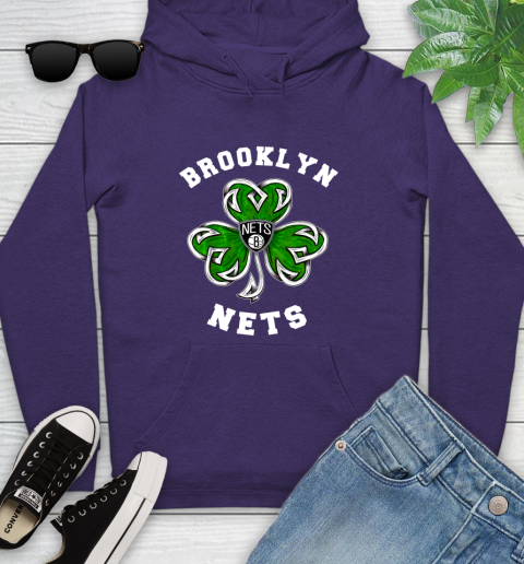 NBA Brooklyn Nets Three Leaf Clover St Patrick's Day Basketball Sports Youth Hoodie 5