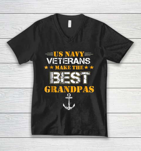 Grandpa Funny Gift Apparel  Us Navy Veterans Make The Best Grandpas Faded V-Neck T-Shirt