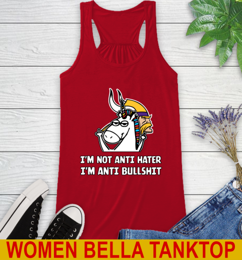 Minnesota Vikings NFL Football Unicorn I'm Not Anti Hater I'm Anti Bullshit Racerback Tank 6
