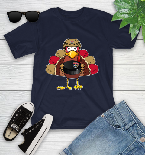 Florida Panthers Turkey Thanksgiving Day Youth T-Shirt 3