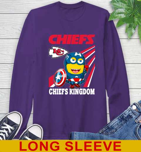 NFL Football Kansas City Chiefs Captain America Marvel Avengers Minion Shirt Long Sleeve T-Shirt 5