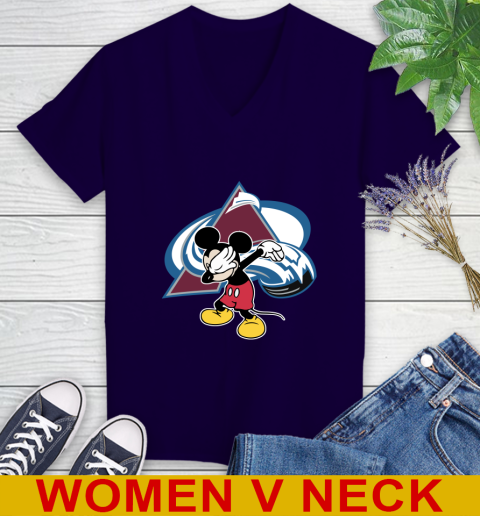 Colorado Avalanche NHL Hockey Dabbing Mickey Disney Sports Women's V-Neck T-Shirt 5 Colorado Avalanche NHL Hockey Dabbing Mickey Disney Sports Women's V-Neck T-Shirt - Image 5