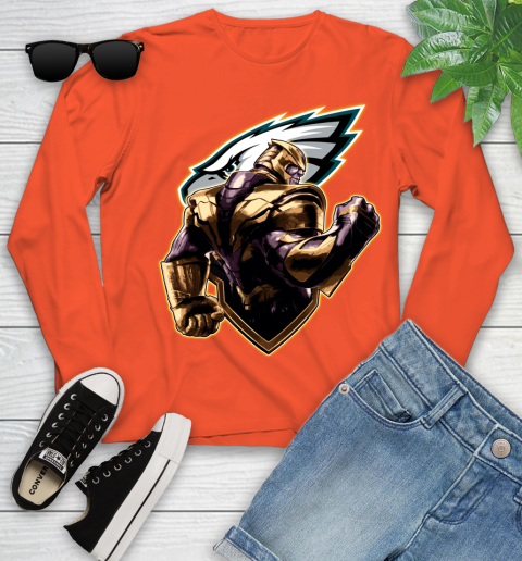 NFL Thanos Avengers Endgame Football Sports Philadelphia Eagles Youth Long Sleeve 4