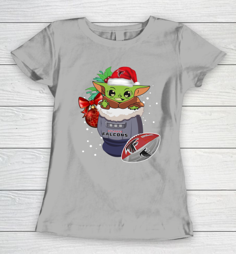Atlanta Falcons Christmas Baby Yoda Star Wars Funny Happy NFL Women's T-Shirt 11