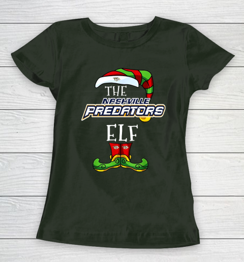 Nashville Predators Christmas ELF Funny NHL Women's T-Shirt 4