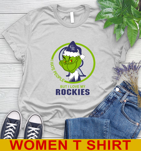 Colorado Rockies MLB Christmas Grinch I Hate People But I Love My Favorite Baseball Team Women's T-Shirt